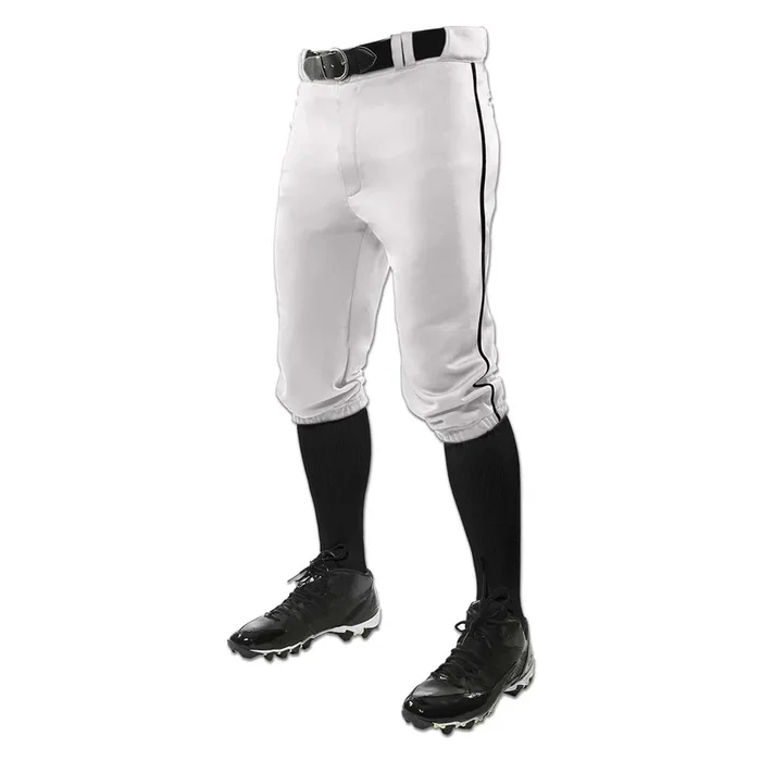 Open Box Champro Triple Crown Knicker Style Youth Baseball Pants with Side Piping/Braid-X-Small-White-Black Pipe