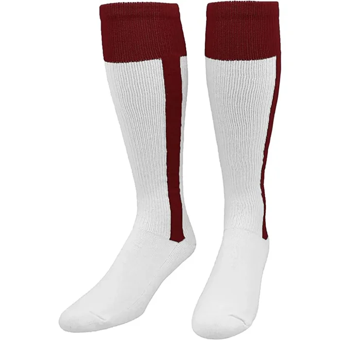 Open Box TCK Sports Premium Baseball/Softball Stirrup Socks-Medium-Maroon/White – Set Of 3