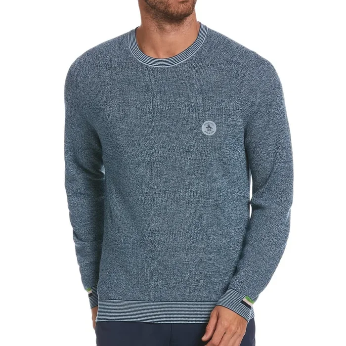 Original Penguin Birdseye Crew Neck Sweater – Real Teal Blue