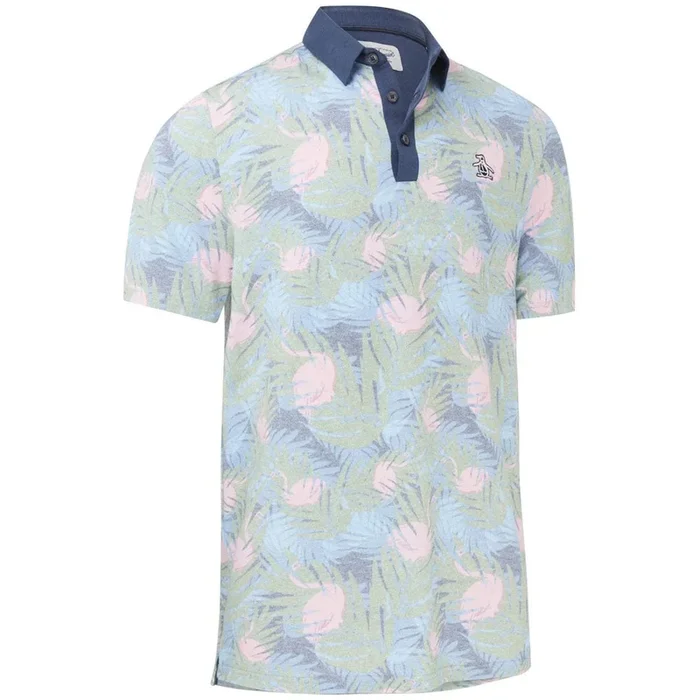 Original Penguin Flamingo Print Polo Shirt – Black Iris
