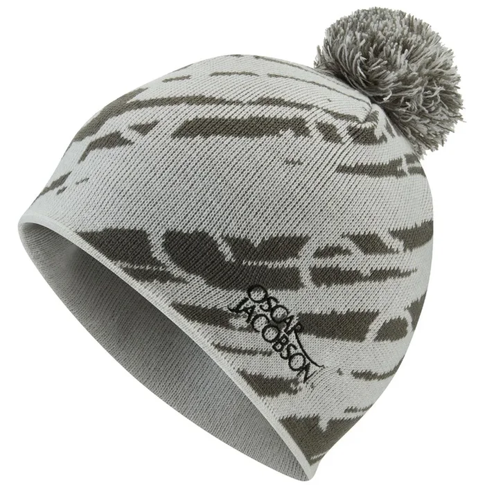 Oscar Jacobson Memphis Knitted Bobble Hat – Light/Grey Pewter