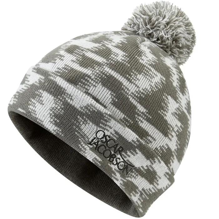 Oscar Jacobson Miller Knitted Bobble Hat – Light Grey/Pewter