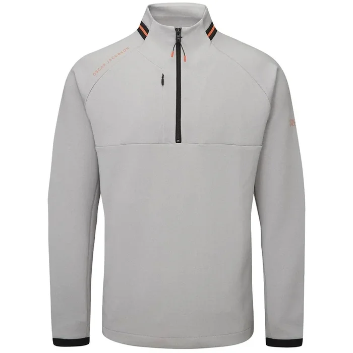 Oscar Jacobson Tarren Mid Layer 1/2 Zip Pullover – Light Grey Marl