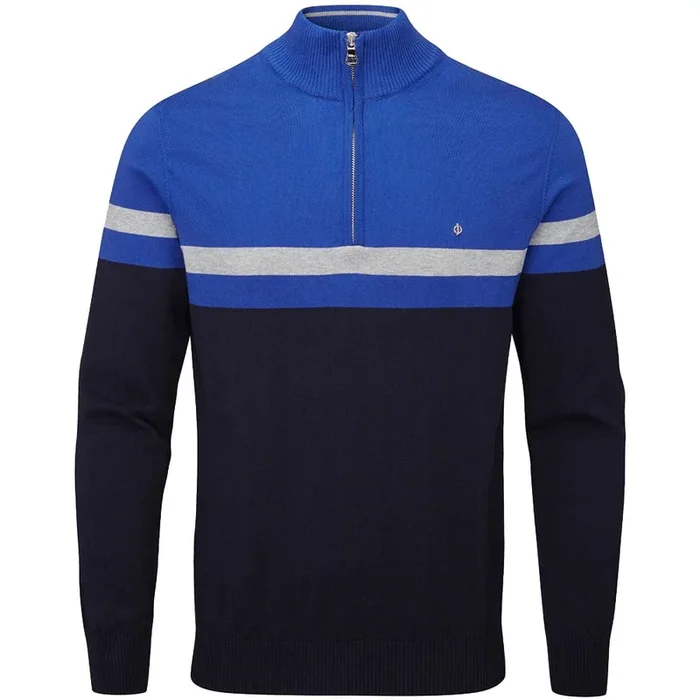 Oscar Jacobson Windsor Pin Knit 1/2 Zip Sweater – Navy/Royal Blue