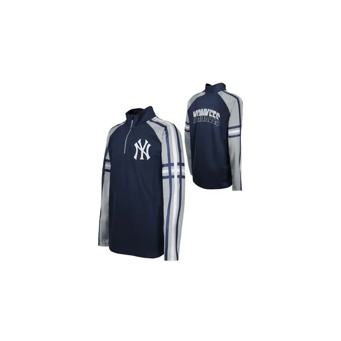 Outerstuff Boy’s New York Yankee Fast Track Raglan Half-Zip Pullover Jacket