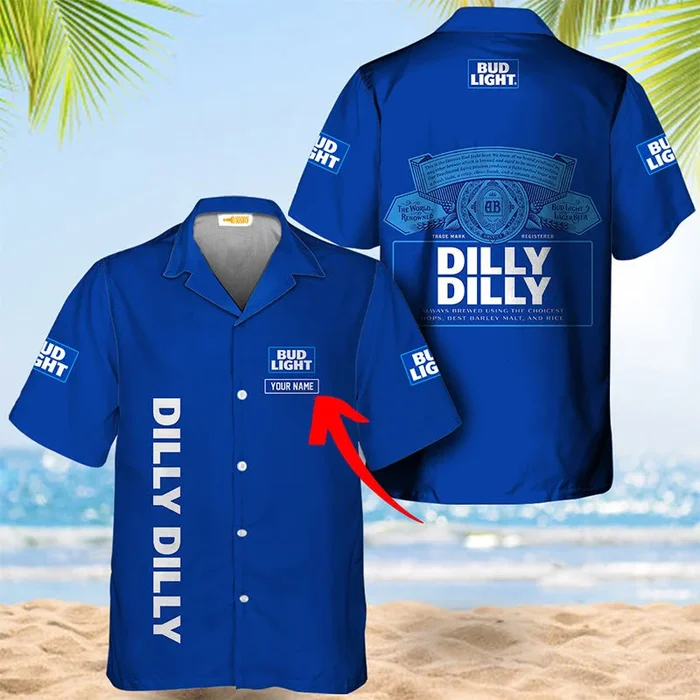 Personalized Bud Light Dilly Dilly Blue Hawaiian Shirt – Fanshubus.com