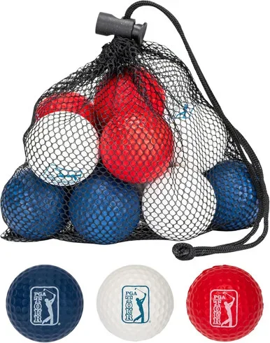 PGA Tour Foam Golf Balls Red White Blue with Carry Bag – Qty 12