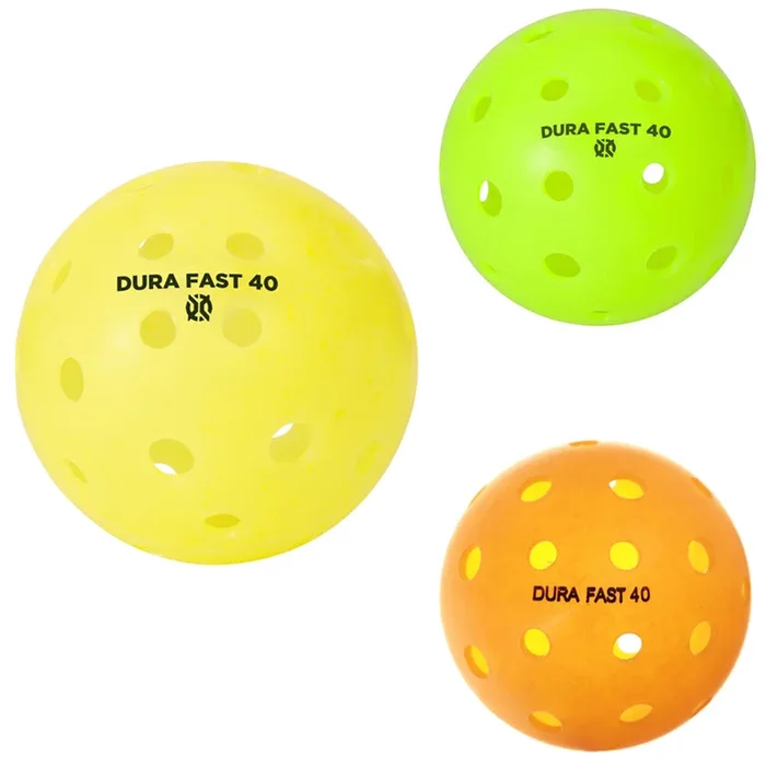 PICKLEBALL DURA OUTDOOR BALL-DOZEN – SPECIFY YELLOW,, NEON GREEN OR ORANGE