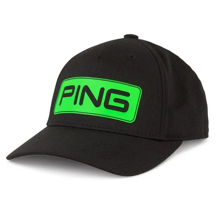 PING Junior Tour 214 Golf Cap Black/Electric Green – 24 Boys