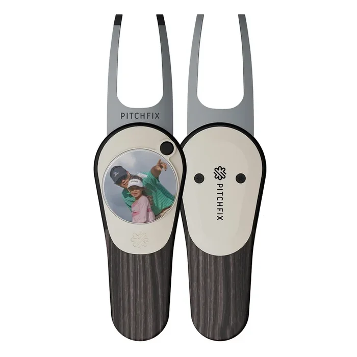 Pitchfix Woodie Divot Tool with Custom Ball Marker (Black Ash)