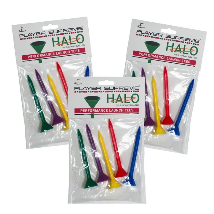 Player Supreme HALO 3 1/4″ Performance Golf Tees – 3 Bags of 5 Tees