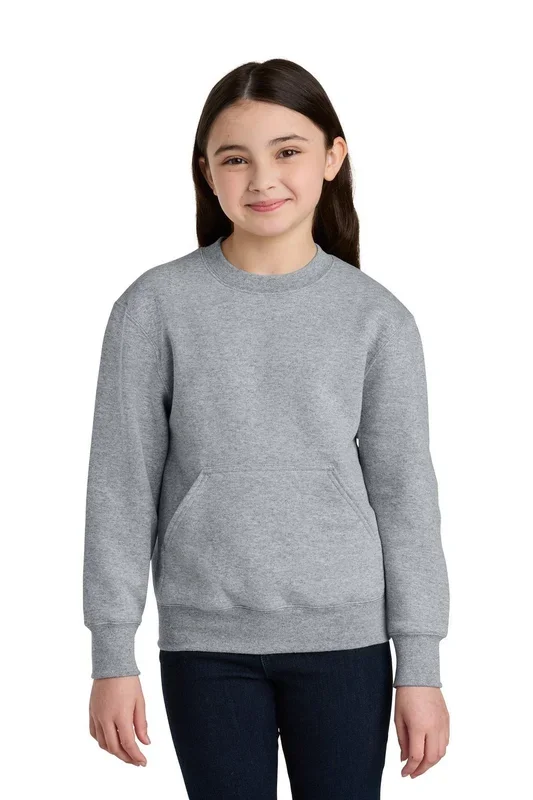 Port & Co Youth Core Fleece Crewneck Sweatshirt with Pocket PC78YPKT