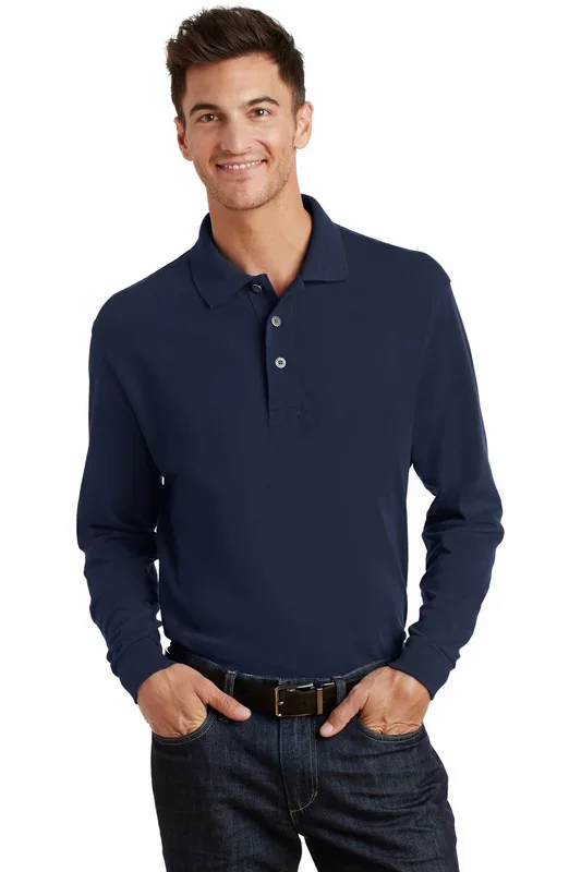 Port Authority Men’s Long Sleeve Heavyweight Cotton Pique Polo. K320