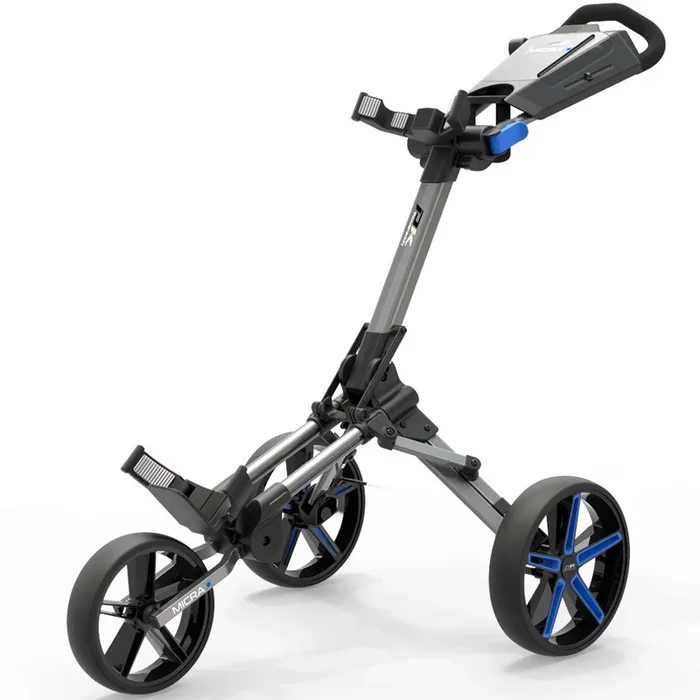 PowaKaddy Micra 3-Wheel Push Trolley – Gunmetal/Blue