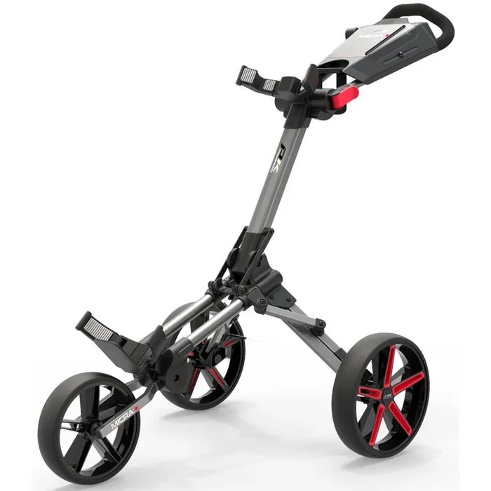 PowaKaddy Micra 3-Wheel Push Trolley – Gunmetal/Red