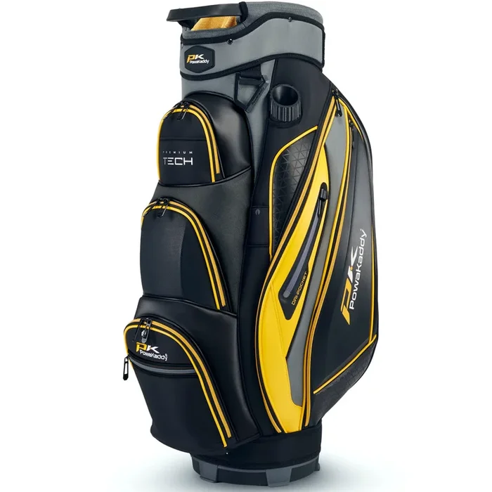 PowaKaddy Premium Tech Cart Bag – Gun Metal/Black/Yellow Trim