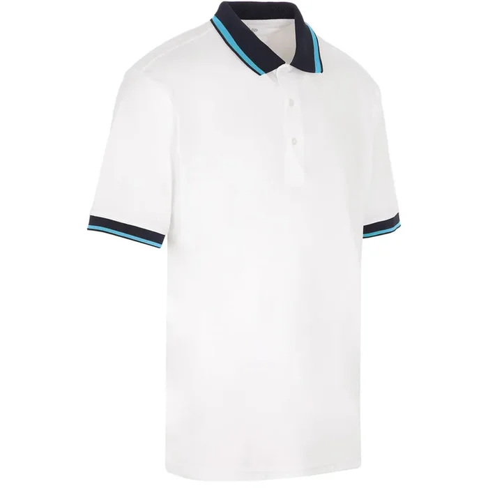 ProQuip Sub7 Plain Polo Shirt – White/Azure