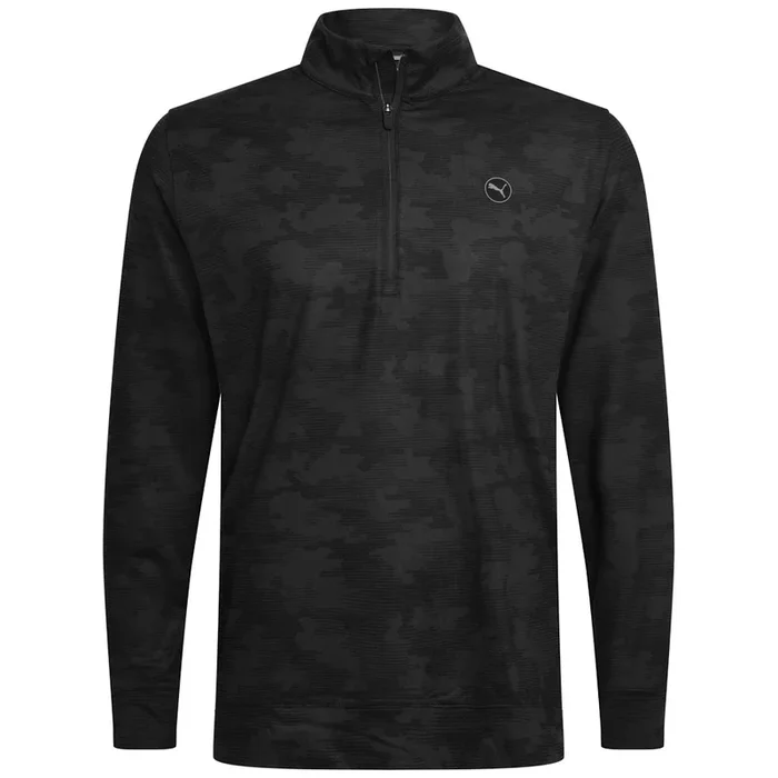 Puma Cloudspun Camo 1/4 Zip Pullover – Black