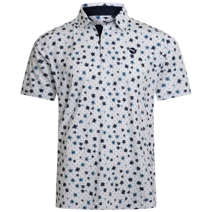 Puma Cloudspun Floral Polo Shirt – White Glow/Zen Blue