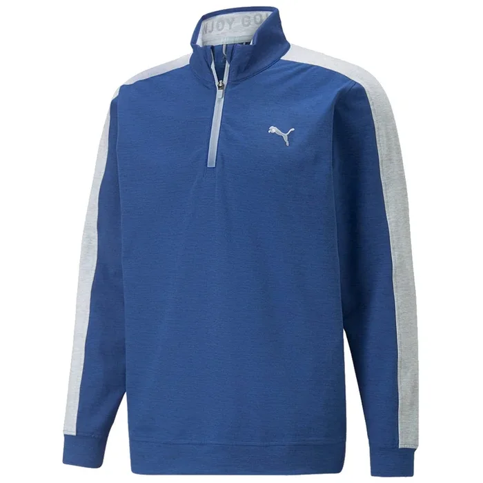Puma Cloudspun T7 1/4 Zip Pullover – Blazing Blue Heather/High Rise