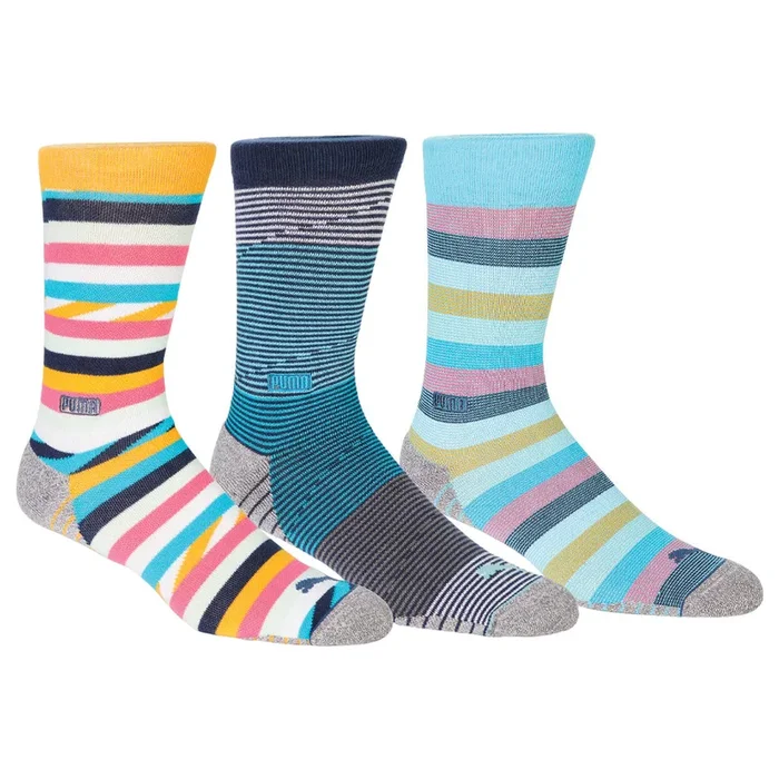Puma Fusion Stripe Crew Socks (3-Pack) – Multi