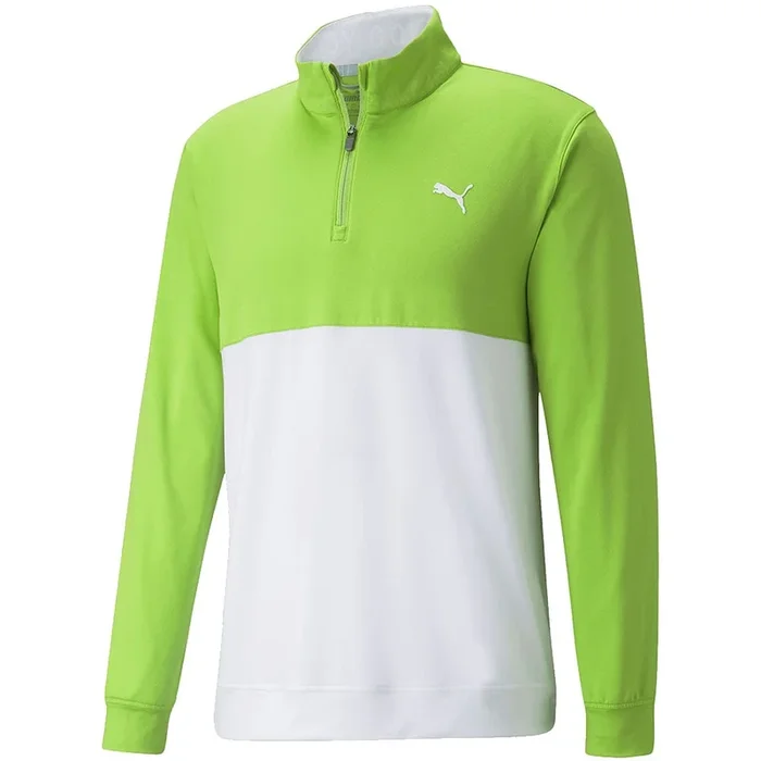 Puma Gamer Colour Block 1/4 Zip Pullover – Greenery/Bright White