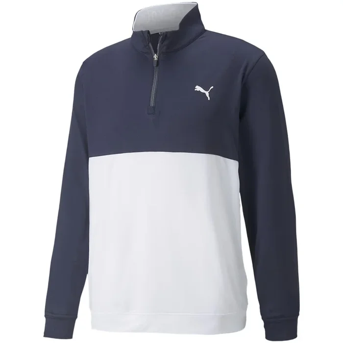 Puma Gamer Colour Block 1/4 Zip Pullover – Navy Blazer/Bright White