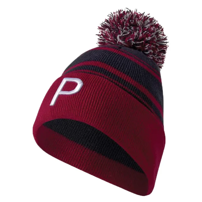 Puma P Removable Pom Beanie – Navy Blazer/Persian Red
