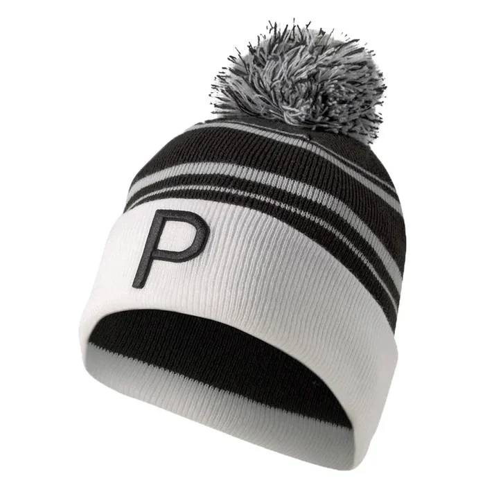 Puma P Removable Pom Beanie Hat – Puma Black/Bright White
