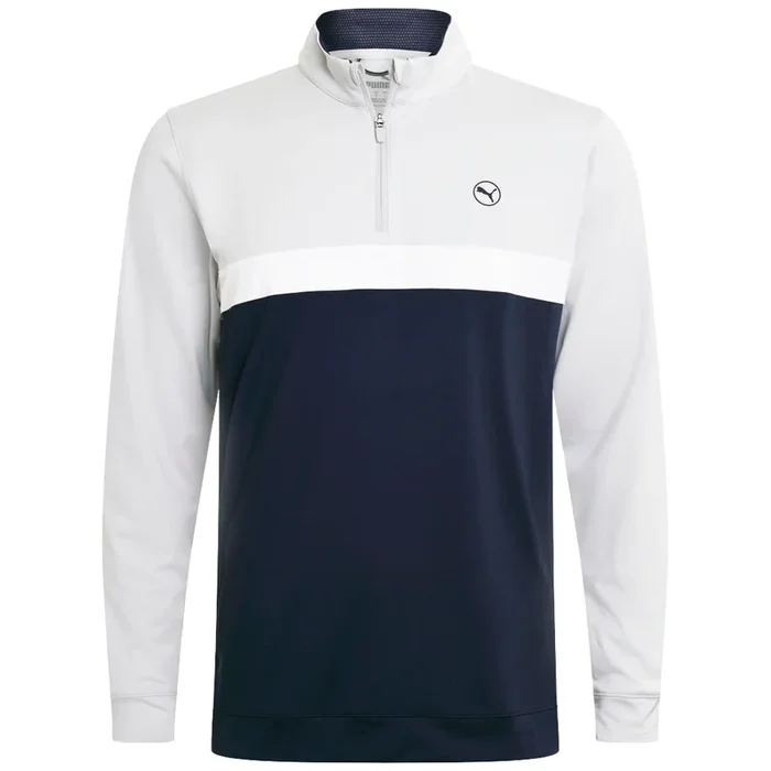 Puma Pure Colorblock 1/4 Zip Pullover – Ash Gray/Deep Navy