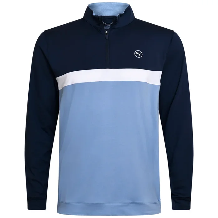 Puma Pure Colorblock 1/4 Zip Pullover – Deep Navy/Zen Blue