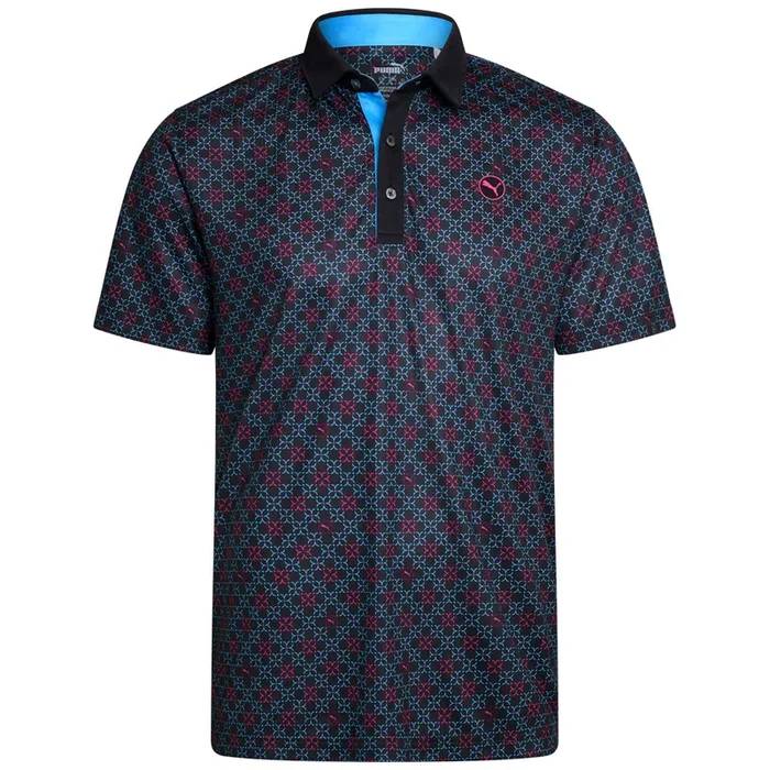 Puma Pure Monogram Polo Shirt – Black/Aqua Blue
