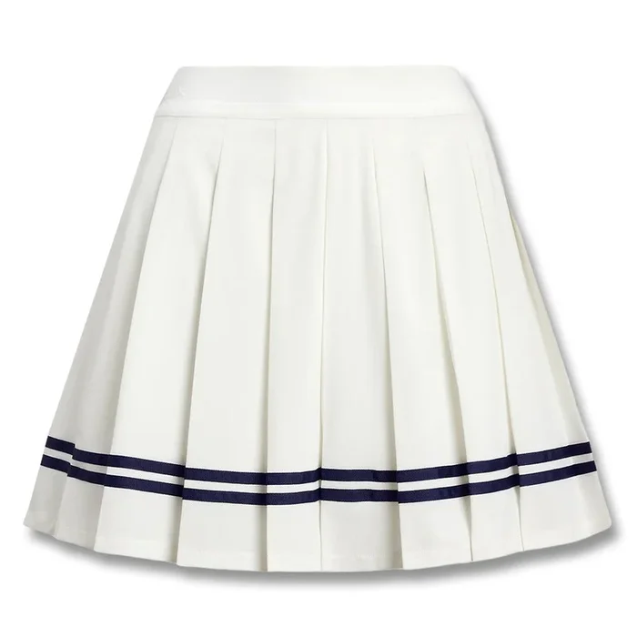 Ralph Lauren 4-Way Stretch High Waisted Pleated A-Line 16″ Golf Skort Ceramic White/Refined Navy – SP25 Women