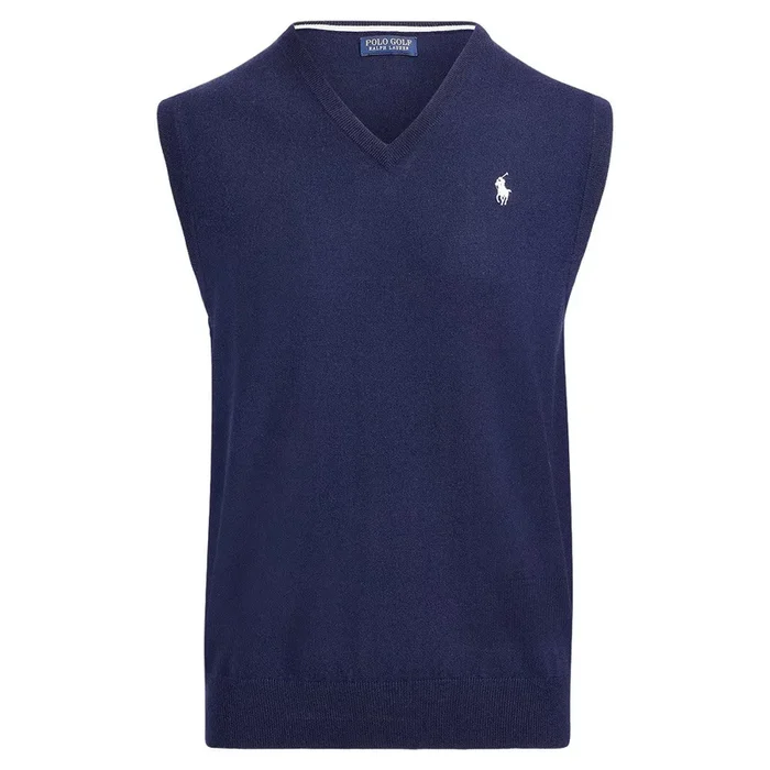 Ralph Lauren Cotton Coolmax V-Neck Golf Vest Refined Navy – SP25 Men