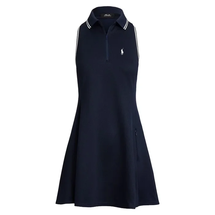 Ralph Lauren Heavyweight Pque 1/4 Zip Polo Golf Dress Refined Navy/Ceramic White – SP25 Women