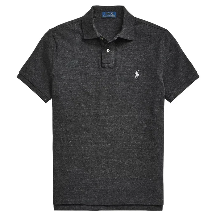 Ralph Lauren Mesh Custom Slim Fit Solid Golf Polo Black Marl Heather- FW24 Men