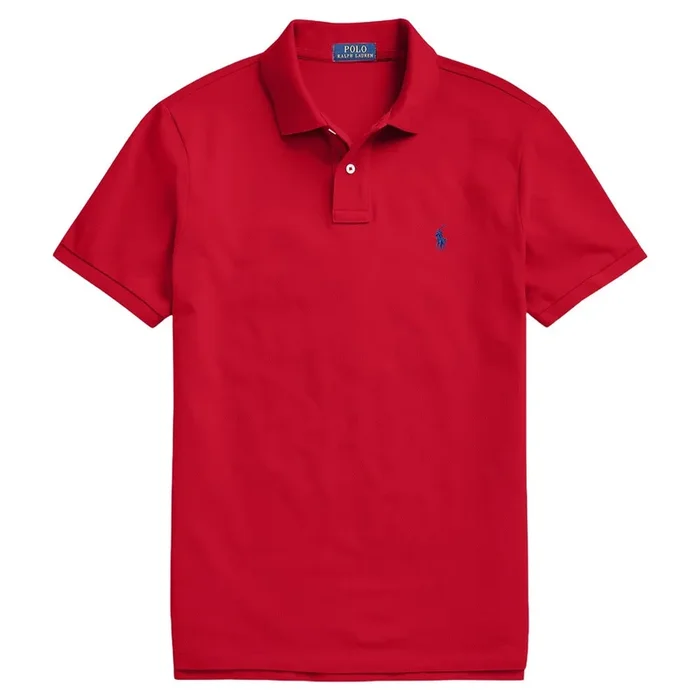Ralph Lauren Mesh Custom Slim Fit Solid Golf Polo RL2000 Red – FW24 Men