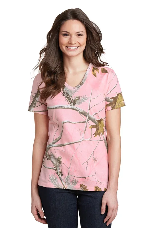 Russell Outdoors Realtree Ladies 100% Cotton V-Neck T-Shirt. LRO54V