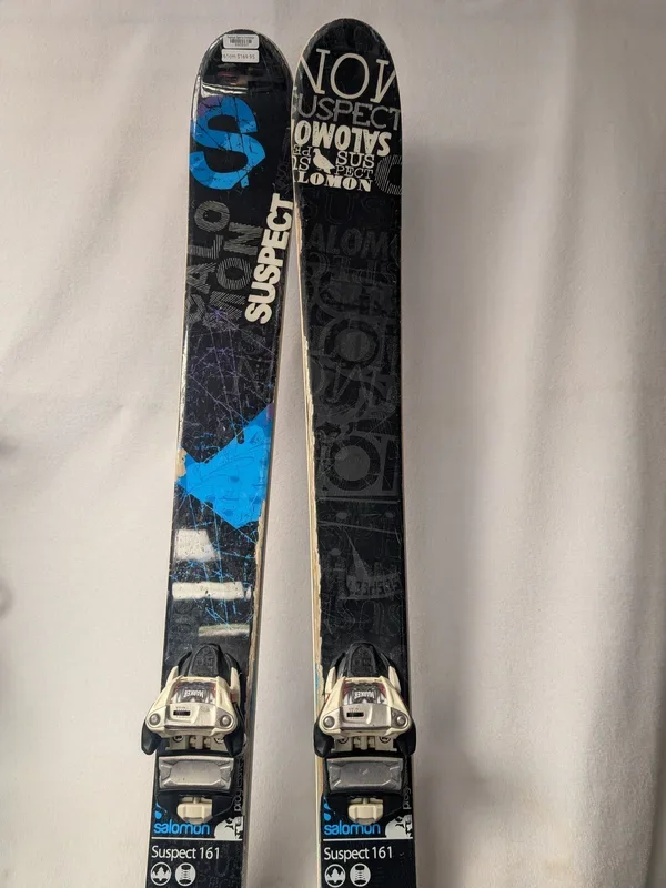Salomon Suspect Skis Marker Squire Bindings Size 161 Cm Black Used