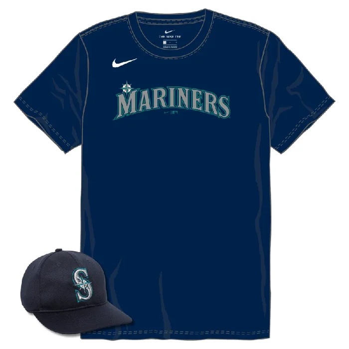 Seattle Mariners Youth Nike Jersey & Outdoor Cap MLB-350 Hat Bundle
