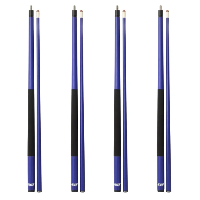 Set of 4 58″ Matte Blue Fiberglass Graphite Composite Detachable Billiard Pool Cue Sticks