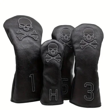 Skull & Crossbones PU Headcovers Black