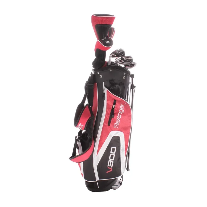 Slazenger V300 Steel Men’s Left Hand Driver,3 Wood,4 Hybrid,5-SW Putter Plus Stand Bag Regular – Slazenger