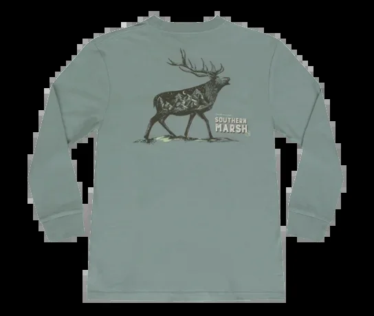 Southern Marsh Youth Elk Starry Silhouette Elk Long Sleeve Tee