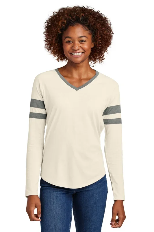 Sport-Tek Women’s Halftime Stripe Long Sleeve V-Neck Tee