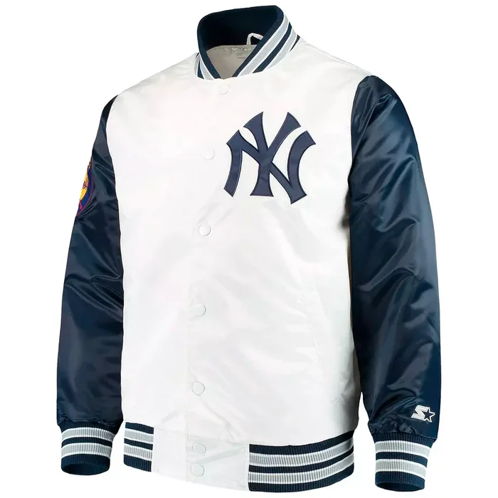Starter Men’s New York Yankees The Legend Satin Jacket – White/Navy