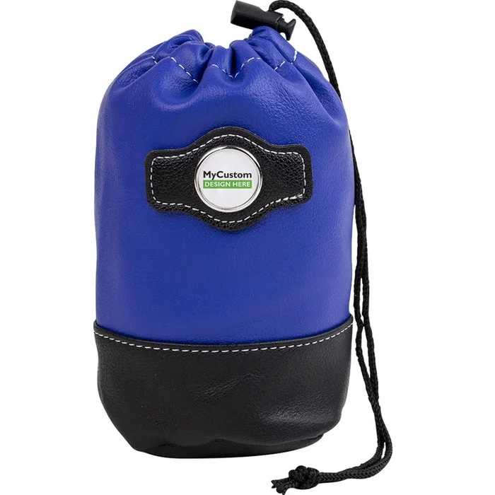 Synthetic leather drawstring pouch – Blue