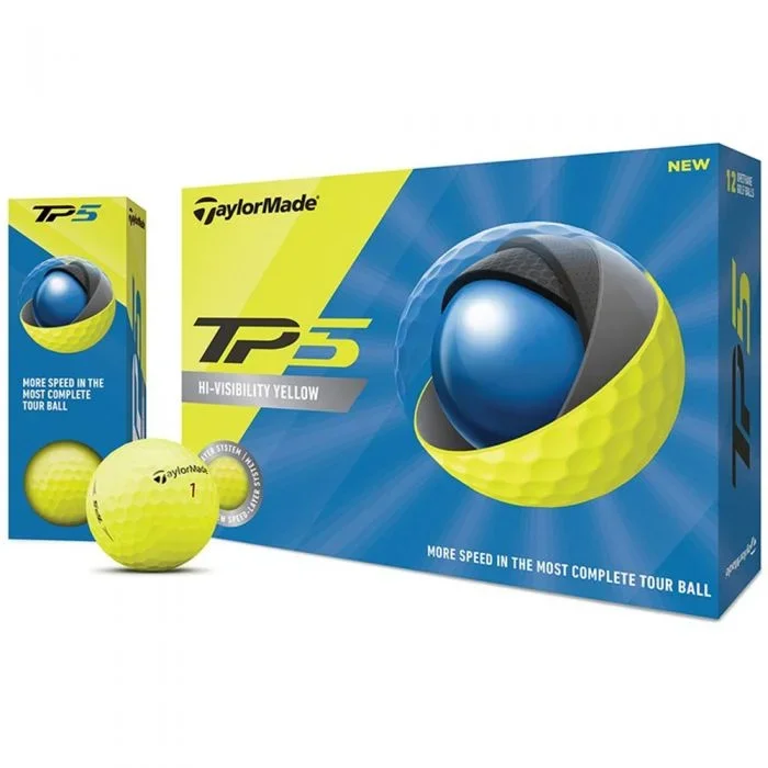 TaylorMade TP5 Golf Balls High-Visibility Yellow – 12 Pack