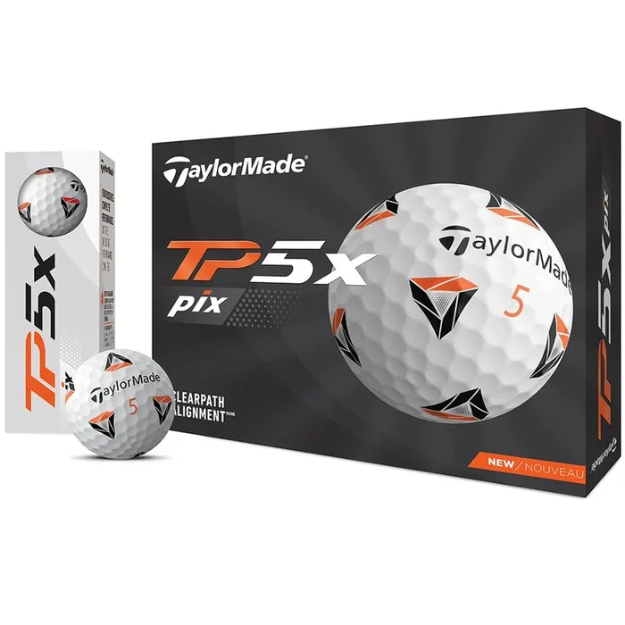 TaylorMade TP5x Pix 2.0 Golf Balls – White – 12 pack