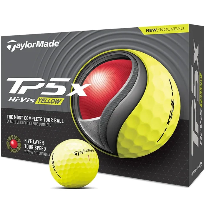 TaylorMade TP5x Yellow Golf Balls – Pack of 12